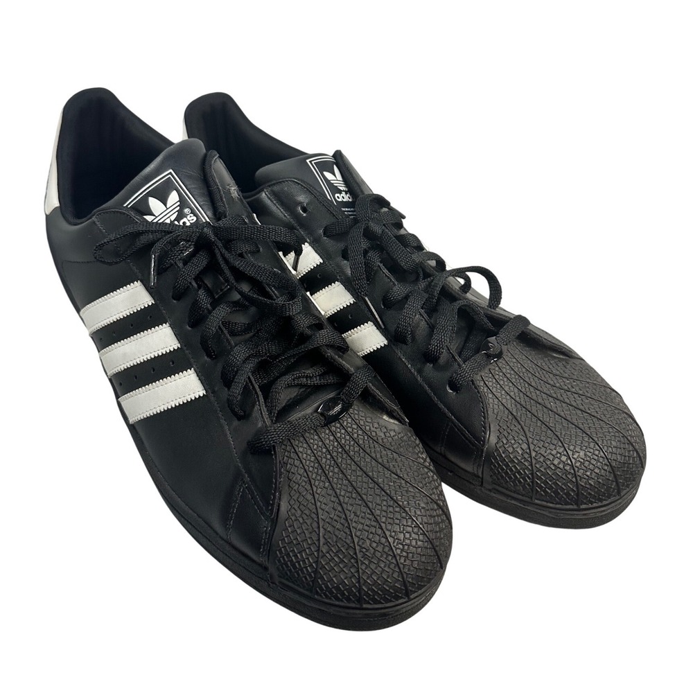 Men's Size 20 adidas Superstar Black and White Shoe